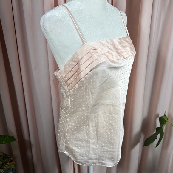 Vintage Indulgence Peach Satin Dot Cami Size 34 USA Made 90s Y2K Lingerie Top - Picture 6 of 12